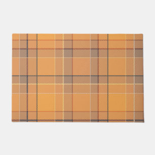 Coral, orange, brown tartan plaid. doormat