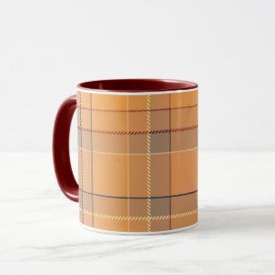 Coral, orange, brown tartan plaid. mug