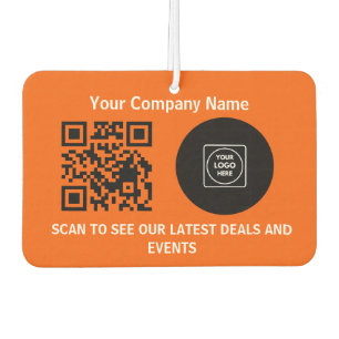 Coral Orange Business Logo QR Air Freshener