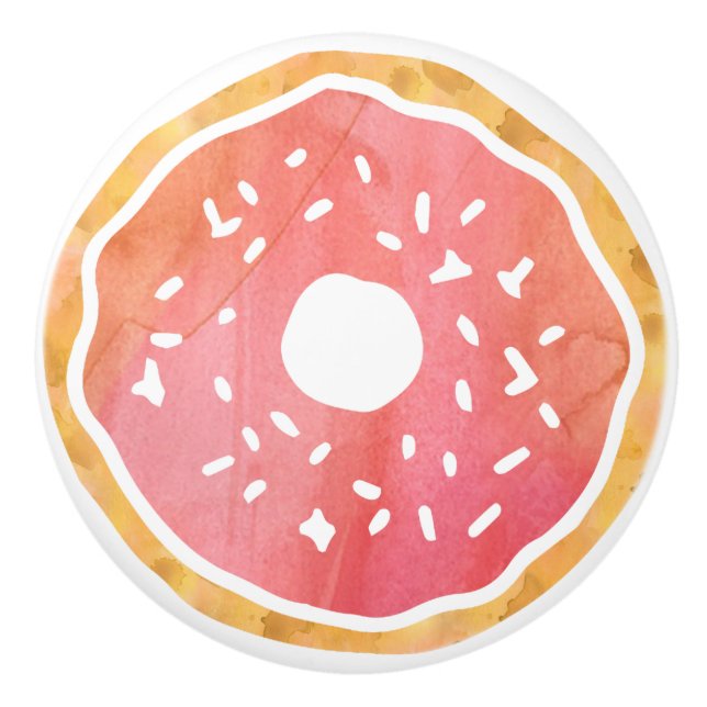 Coral Orange Doughnut Ceramic Knob (Front)
