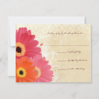 Coral & Orange Gerber Daisy Wedding Invitation
