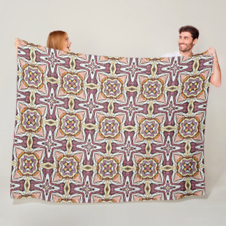 Coral Orange Red Mauve Pink Violet Black Tribe Art Fleece Blanket