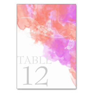 Coral Orchid Watercolor Butterfly Bliss Table Number