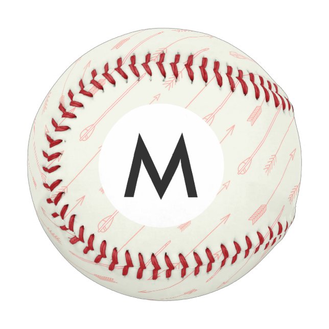Coral Outlined Arrows Pattern Baseball (Front Left)