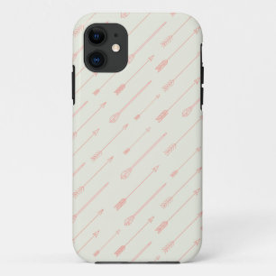 Coral Outlined Arrows Pattern iPhone 11 Case