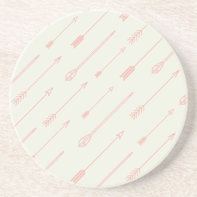 Coral Outlined Arrows Pattern Coaster (Front)