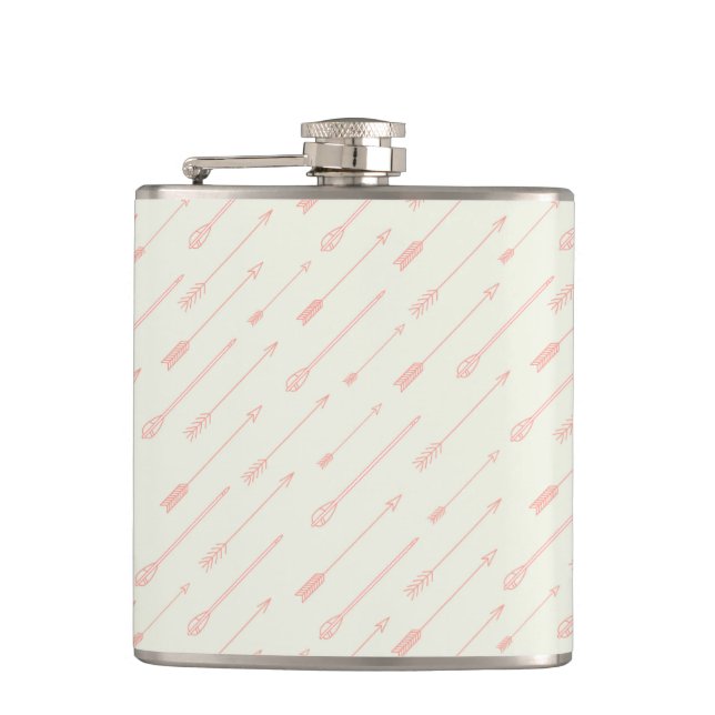 Coral Outlined Arrows Pattern Hip Flask (Front)