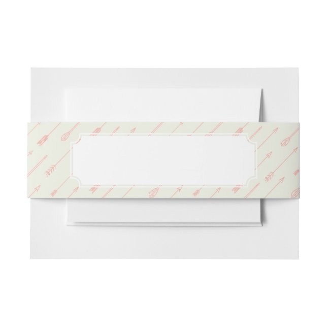 Coral Outlined Arrows Pattern Invitation Belly Band (Front Example)