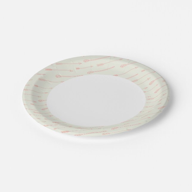 Coral Outlined Arrows Pattern Paper Plate (Angled)