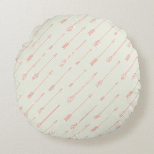 Coral Outlined Arrows Pattern Round Cushion
