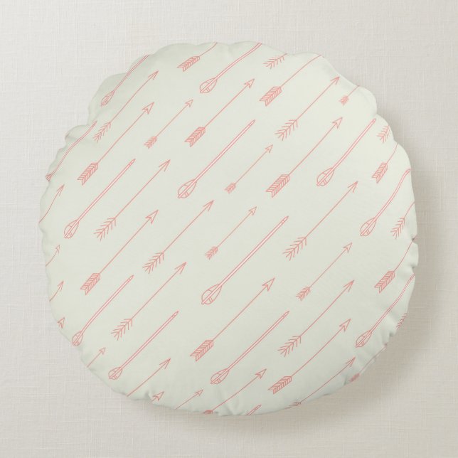 Coral Outlined Arrows Pattern Round Cushion (Front)