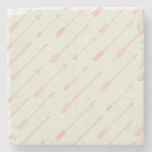 Coral Outlined Arrows Pattern Stone Coaster