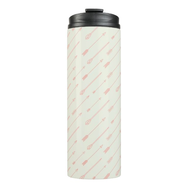 Coral Outlined Arrows Pattern Thermal Tumbler (Front)
