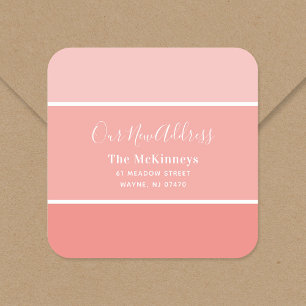 Coral Paint Swatch New Address Square Sticker