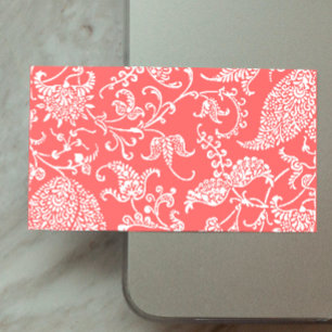 Coral Paisley Profile Business Card