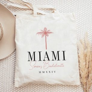 Coral Palm Tree Personalised Bachelorette Party Tote Bag