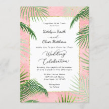 Coral Palms Tropical Botanical Gold Foil Wedding