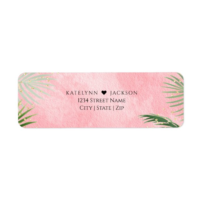 Coral Palms Tropical Wedding Return Address (Front)