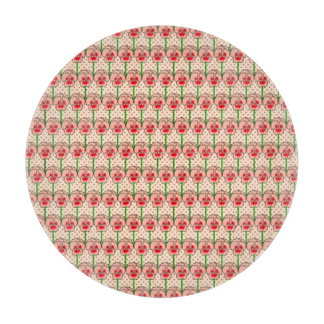 Coral pansies - retro wallpaper pattern cutting board (Front)