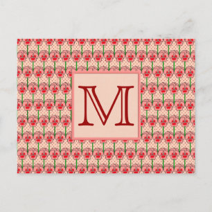 Coral pansies - retro wallpaper pattern postcard