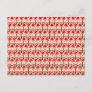 Coral pansies - retro wallpaper pattern postcard
