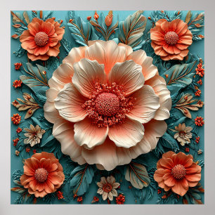 🌸 Coral Paper Flowers Wall Art Floral Decor 🌿
