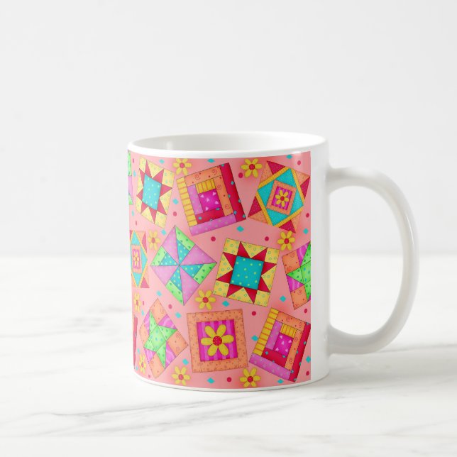Coral Patchwork Quilt Design Mug (Right)