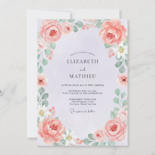 Coral Peach Bloom Wedding Invitation
