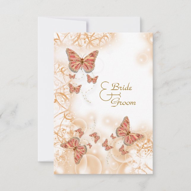 Coral peach butterfly rsvp card (Front)