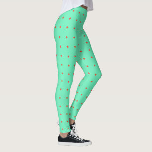 Coral Peach Diamonds Against Turquoise Leggings