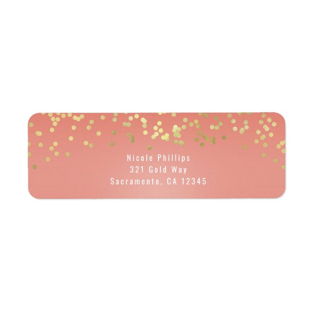 Coral Peach Dipped Chic Gold Dots Party Invitation (Front)