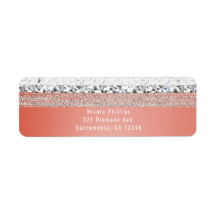 Coral Peach Dipped Silver Bling Party Invitation