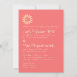 Coral & Peach Floral 4 Sets of Parents Reception Invitation
