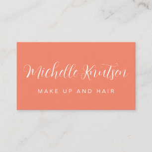 Coral Peach Girly Makeup Artist Hair Salon     Business Card