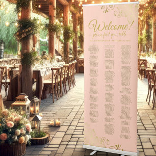Coral Peach & Gold Alphabetical Seating Chart Retractable Banner