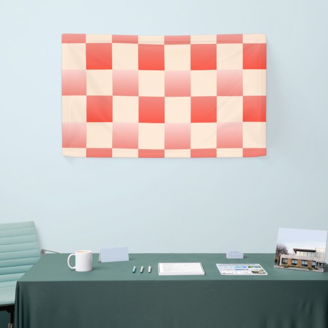 Coral Peach Gradient Chequered Banner (Tradeshow)