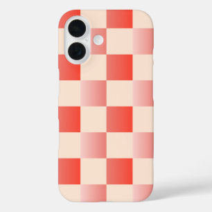 Coral Peach Gradient Chequered iPhone 16 Case