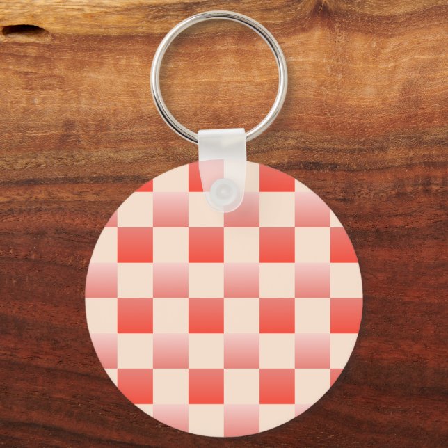 Coral Peach Gradient Chequered Key Ring (Back)