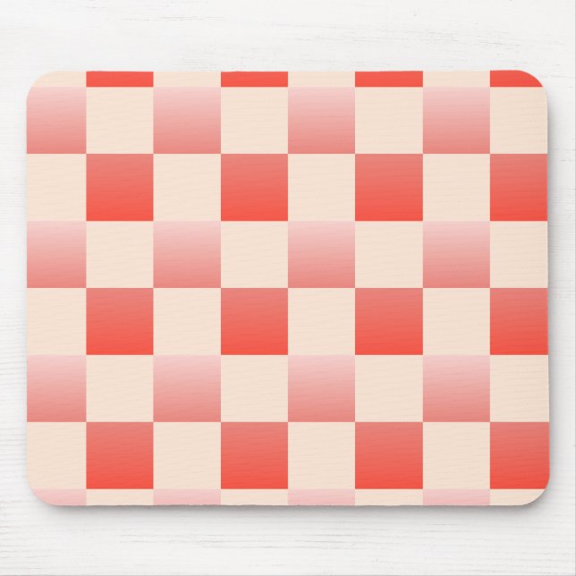 Coral Peach Gradient Chequered Mouse Mat (Front)