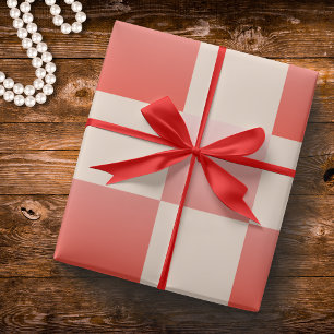 Coral Peach Gradient Chequered Wrapping Paper