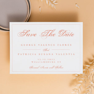 Coral Peach Modern Elegant Photo Save The Date