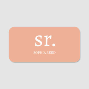 Coral Peach Monogram Elegant Minimal Identity Name Tag