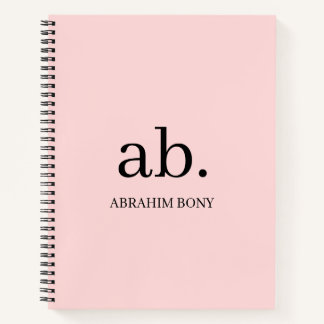 Coral Peach Monogram Minimalist Design Notebook