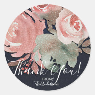 Coral Peach Pink Soft Bold Floral Bouquet Wedding Classic Round Sticker