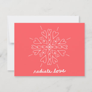 Coral Peach Radiate Love Heart Mandala Postcard