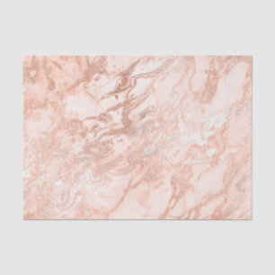 Coral Peach Rose Gold Blush Metallic Marble Blush Tissue Paper