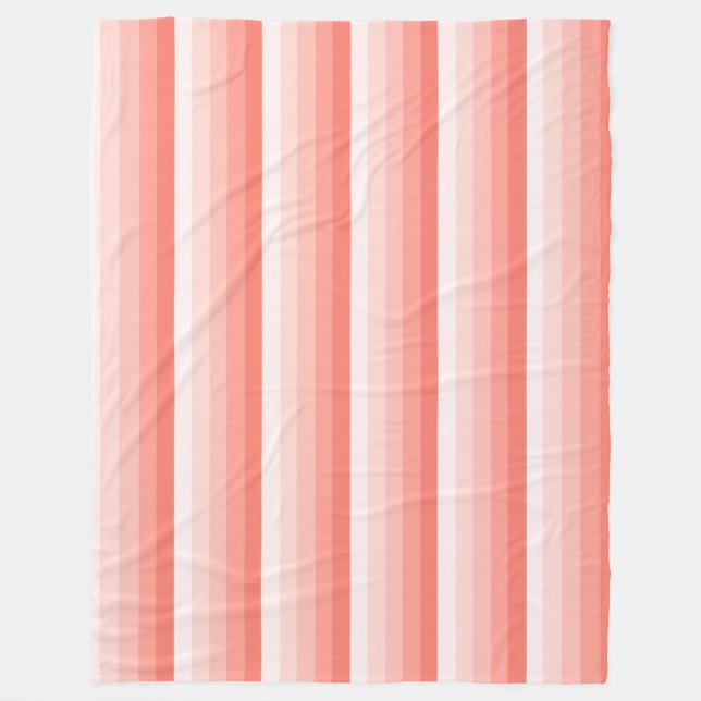 Coral peach shadow stripes fleece blanket (Front)