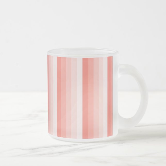 Coral peach shadow stripes frosted glass coffee mug (Right)