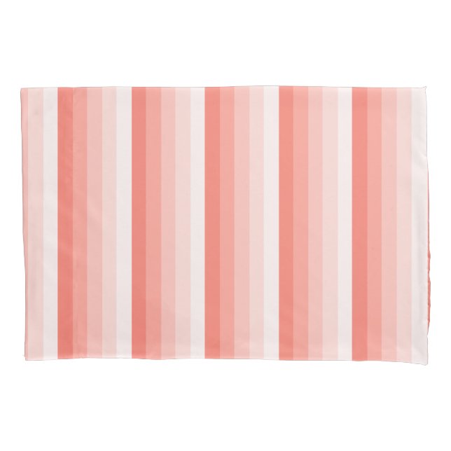 Coral peach shadow stripes pillowcase (Front)