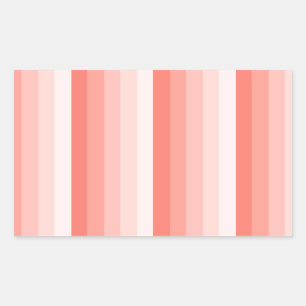 Coral peach shadow stripes rectangular sticker